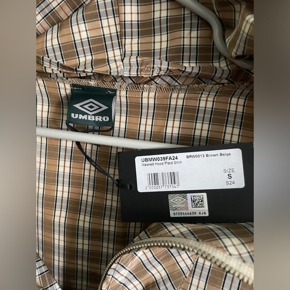 NEW UMBRO SLAM x JAM PENALTY CULTURE plaid beige masked hoodie anorak jacket - Picture 6 of 16